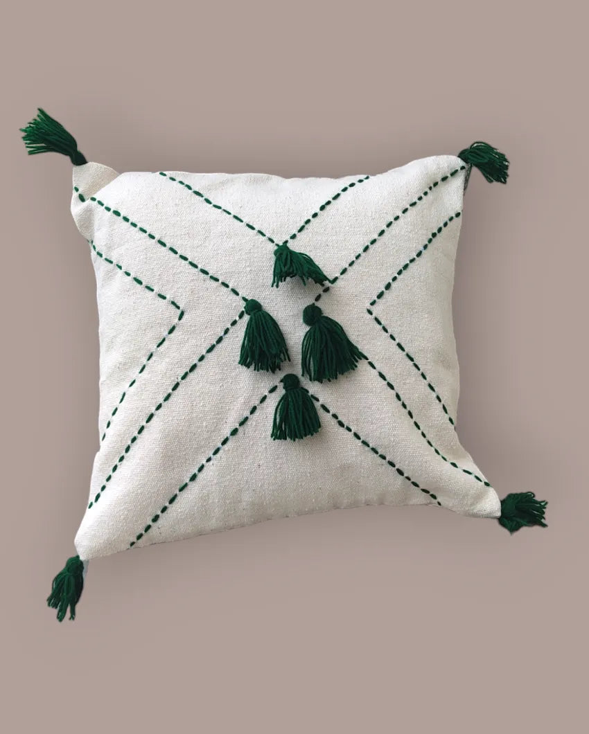 Felice Hand Made Cotton Cushion Cover Dark Green