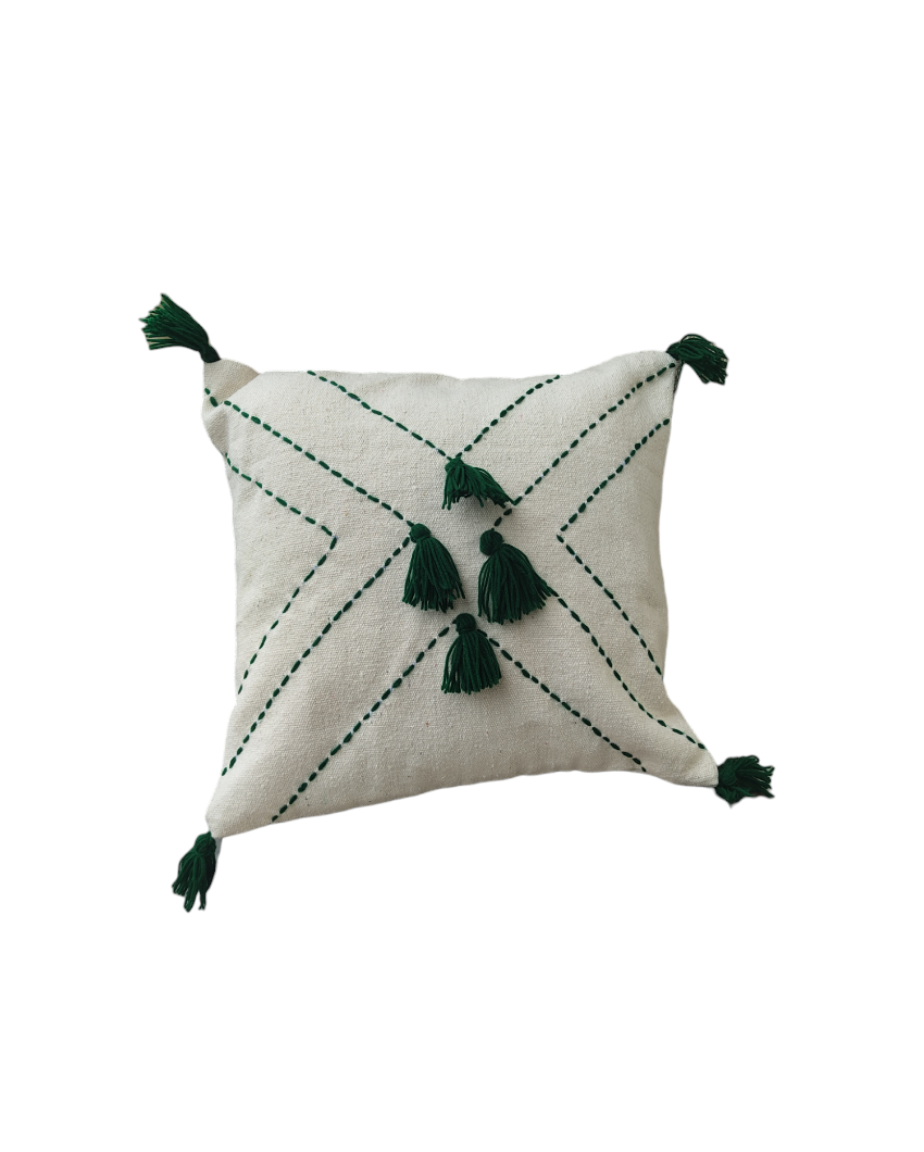 Felice Hand Made Cotton Cushion Cover Dark Green