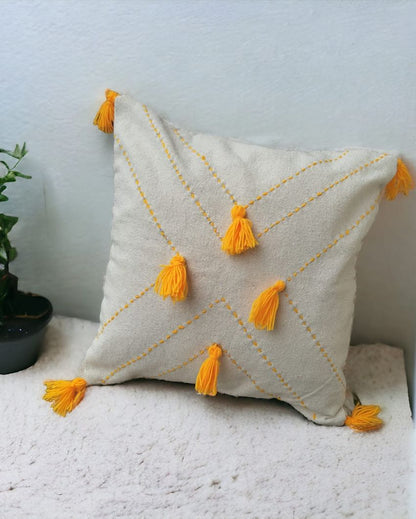 Felice Hand Made Cotton Cushion Cover Yellow