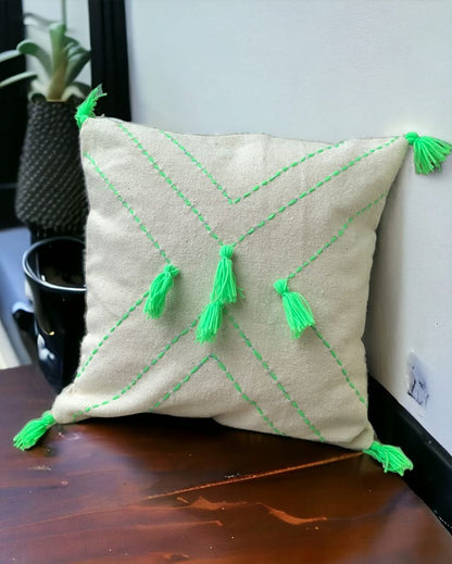 Felice Hand Made Cotton Cushion Cover Green