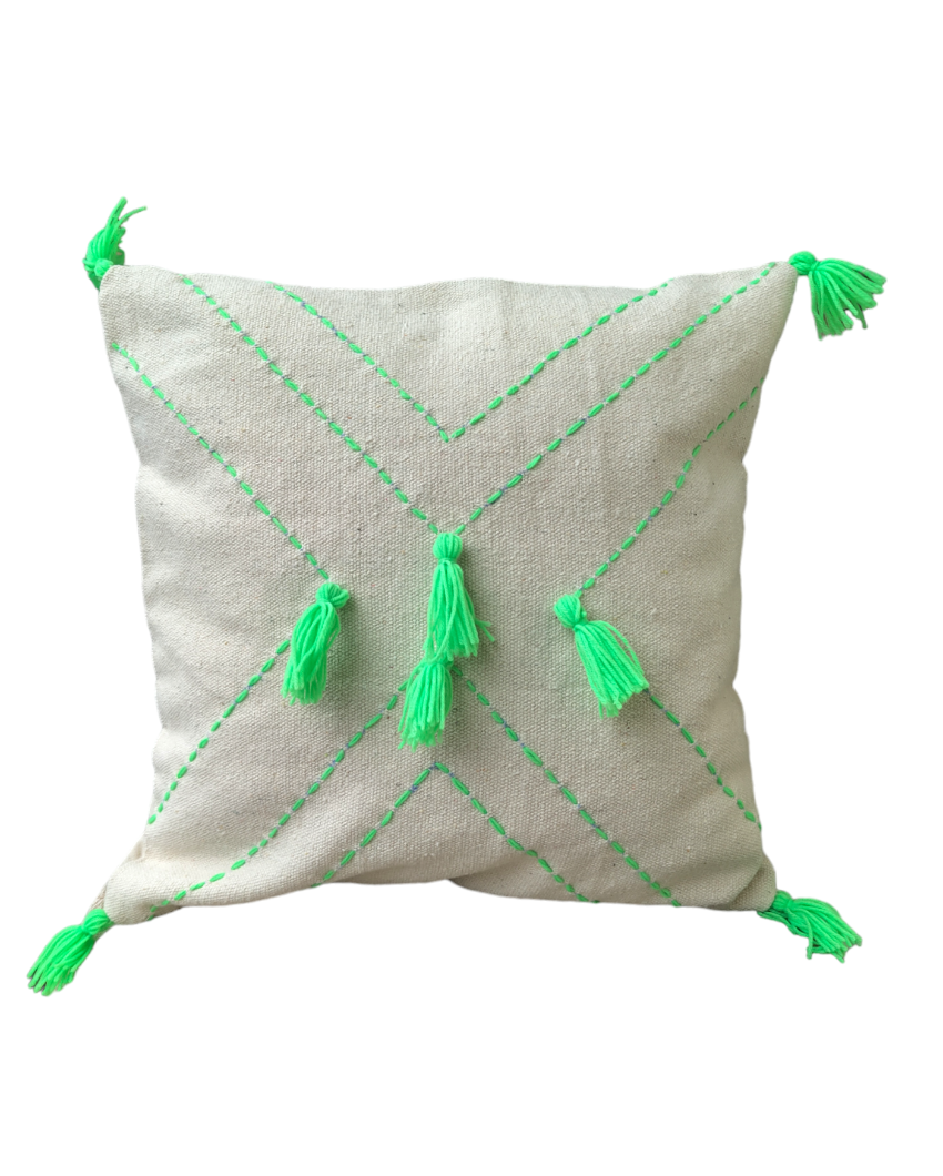 Felice Hand Made Cotton Cushion Cover Green