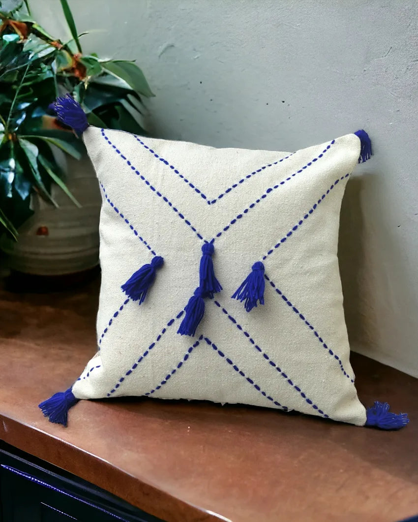 Felice Hand Made Cotton Cushion Cover Blue