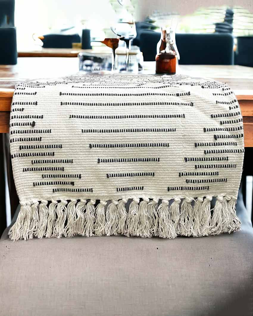 Cotton Debonair Table Runner With Textured Fabric | 71 X 16 Inch