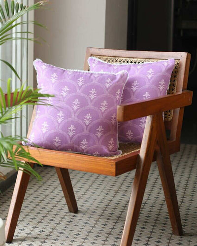 Iris Design Cotton Cushion Covers | 16 x 16 inches