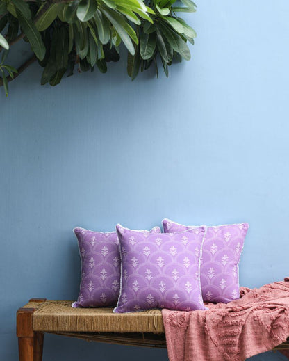 Iris Design Cotton Cushion Covers | 16 x 16 inches