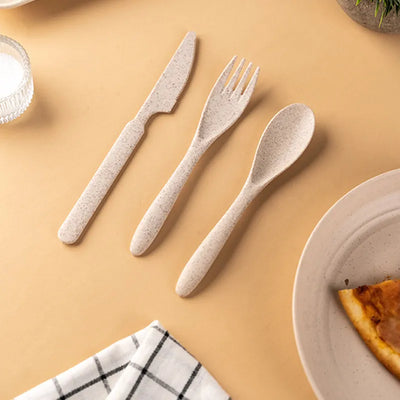 Soft Beige Wheat Straw Cutlery Set Default Title