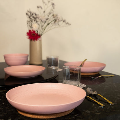 Plush Pink Wheat Straw Dinner Plates | Set of 2 Default Title