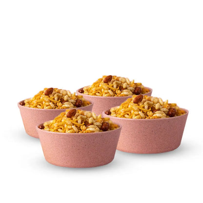 Plush Pink Rice Husk Curry Bowl  | Set of 4 Default Title