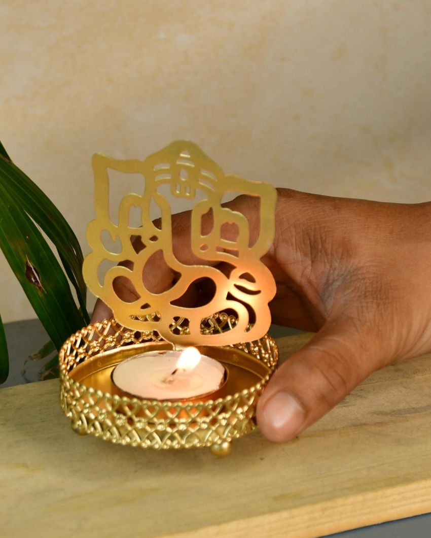 Ganesh Shadow Art Accent Tea Light Holder | Set of 2