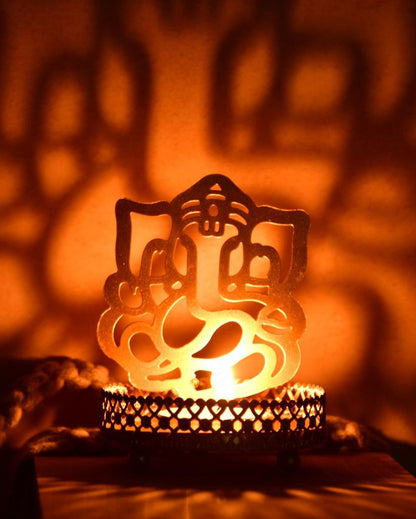 Ganesh Shadow Art Accent Tea Light Holder | Set of 2