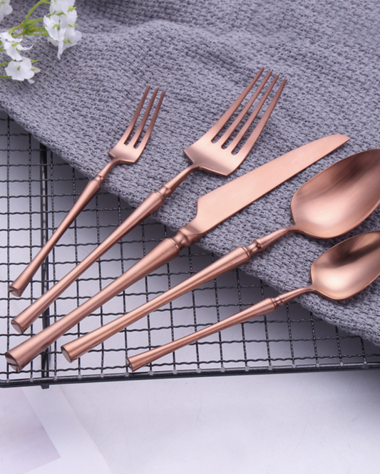Grace Rose Gold Stainles Steel Serving Cutlery | 5 Pcs Set