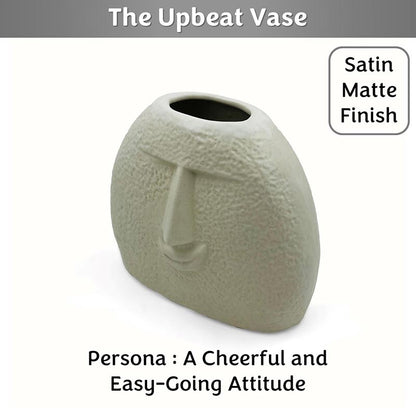Ivory Upbeat Face Vase and Blowing Kiss Face Vase | Set of 2 | Multiple Options Satin Matte Finish