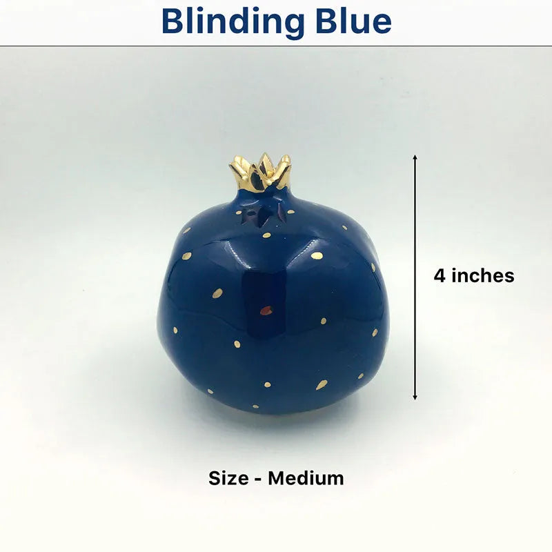 Ceramic Pomegranate Showpiece | 4 inch | Multiple Colors Blinding Blue