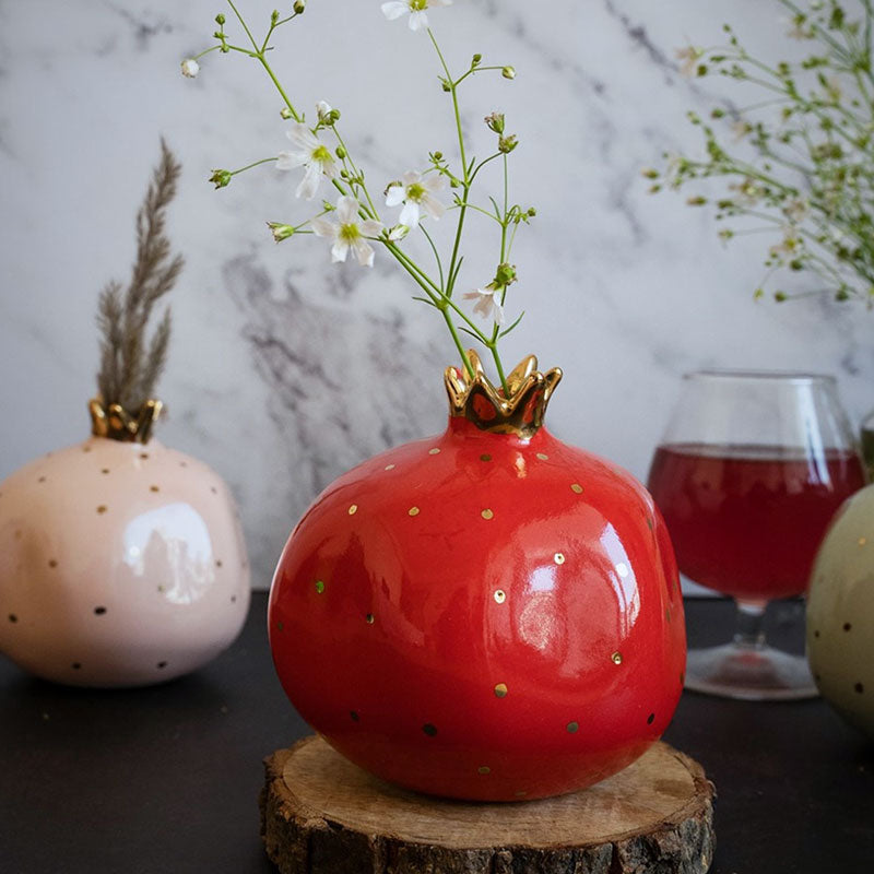 Ceramic Pomegranate Showpiece | 4 inch | Multiple Colors Ravishing Red