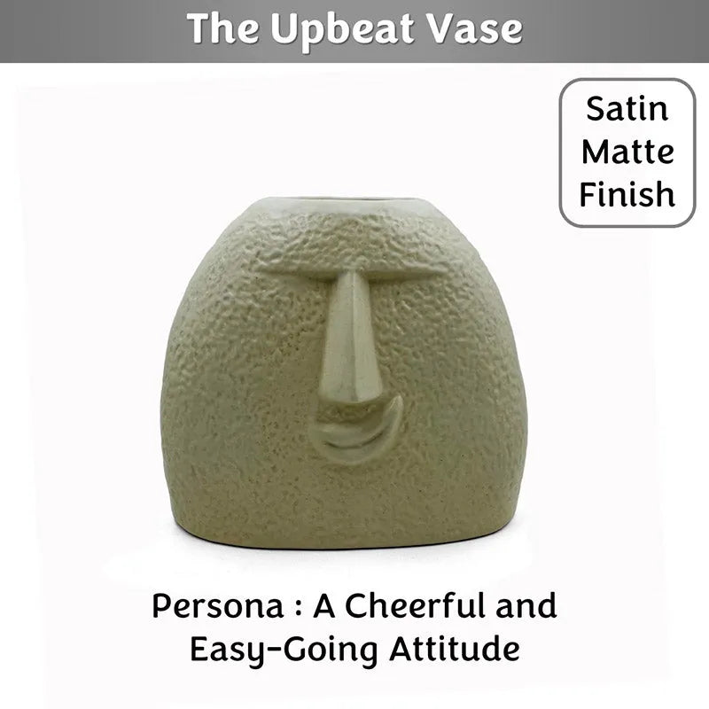 Upbeat Face Vase | 5.5 inches | Multiple Colors Satin Matte Finish