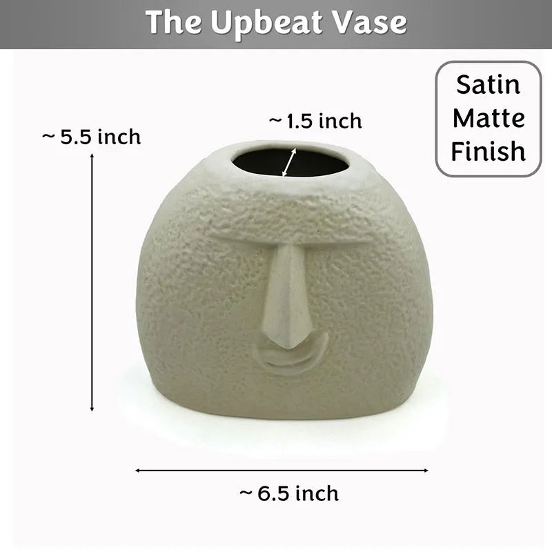 Upbeat Face Vase | 5.5 inches | Multiple Colors Satin Matte Finish