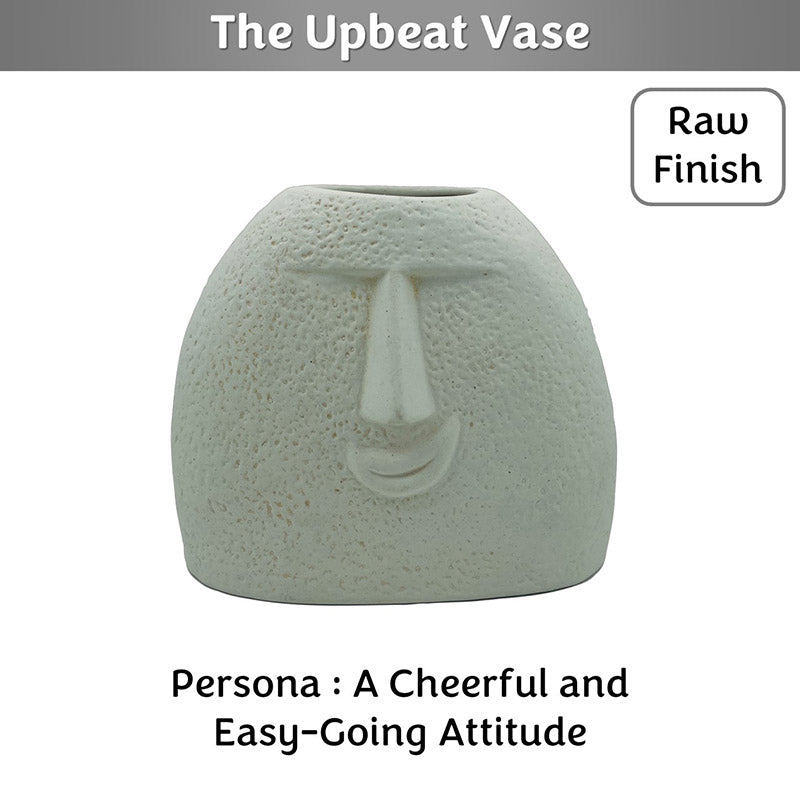 Upbeat Face Vase | 5.5 inches | Multiple Colors Raw Finish