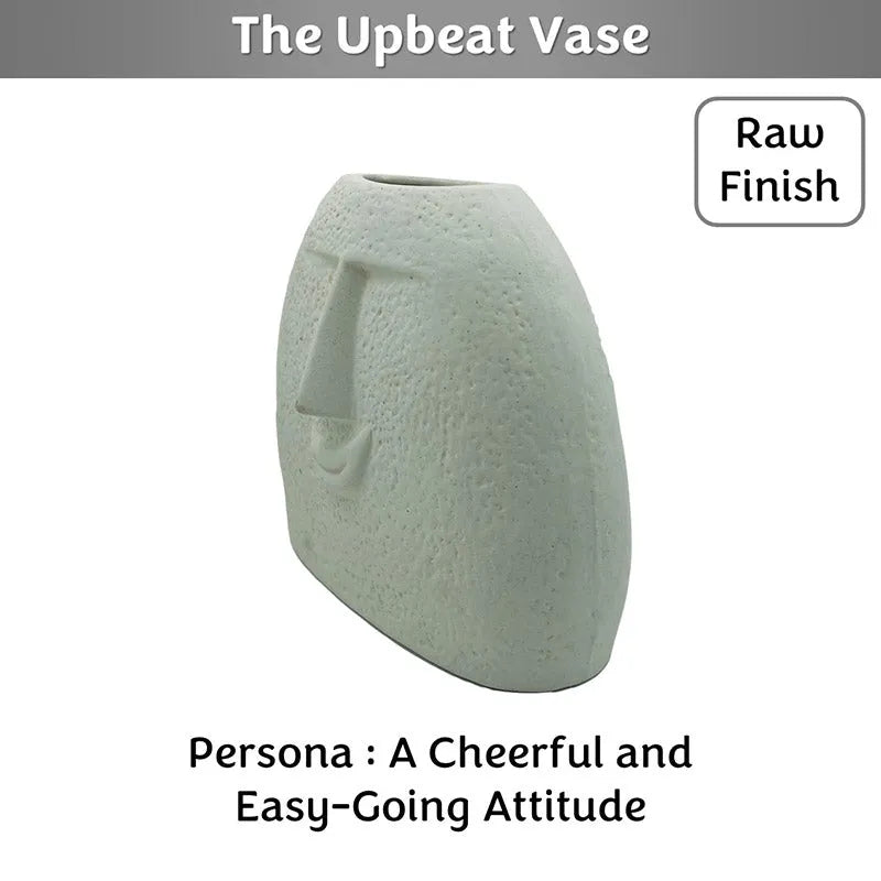 Upbeat Face Vase | 5.5 inches | Multiple Colors Raw Finish