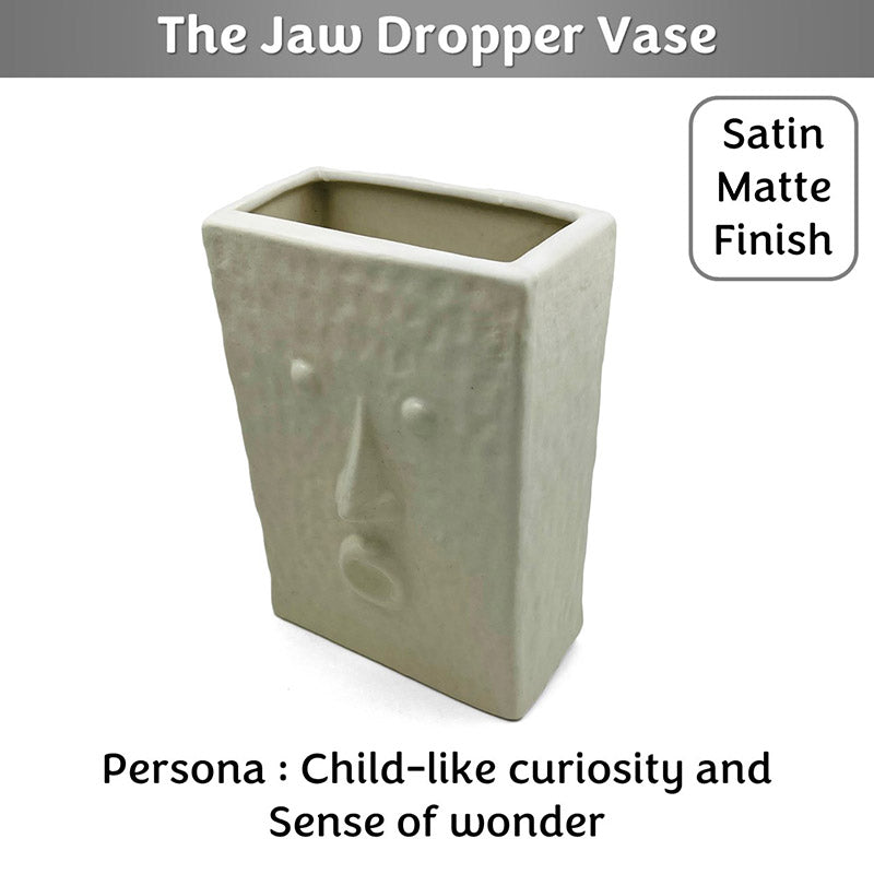 Jaw Dropper Ivory Face Vase | 7 inches | Multiple Colors Satin Matte Finish
