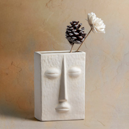 The Zen Face Vase | 7 inch |Ivory , Satin Matte Finish Default Title