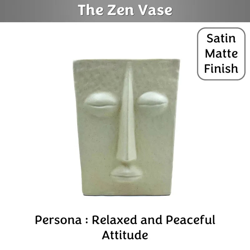 The Zen Face Vase | 7 inch |Ivory , Satin Matte Finish Default Title