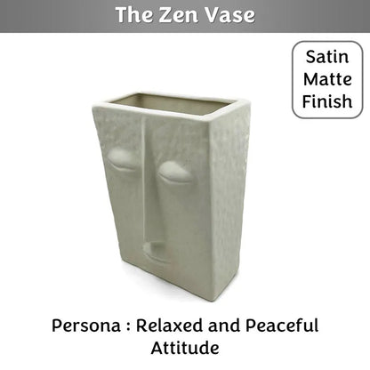 The Zen Face Vase | 7 inch |Ivory , Satin Matte Finish Default Title