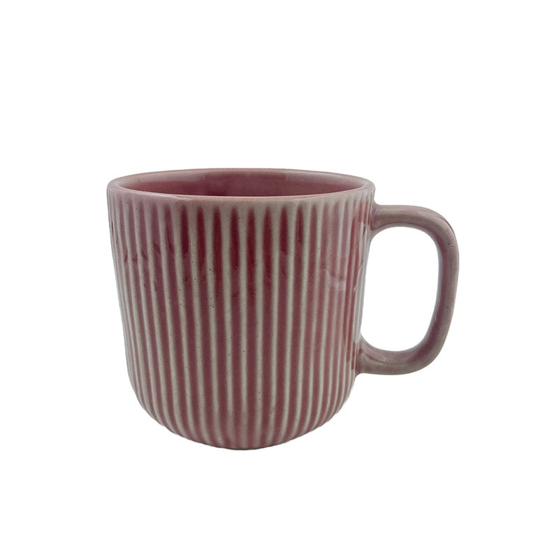 The Striped Mug  | 330 ml | Set of 2 | Multiple Colors Cherry Red color