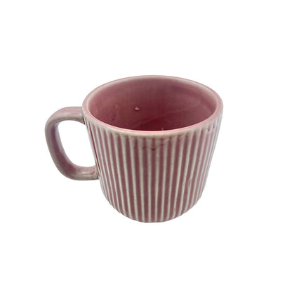 The Striped Mug  | 330 ml | Set of 2 | Multiple Colors Cherry Red color