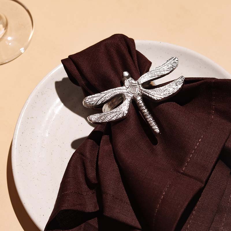 Dragonfly Silver  Elegant Napkin Rings |Set of 4 , 6 Set of 6