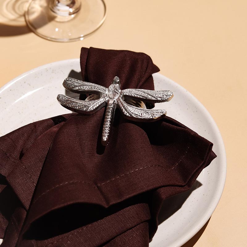 Dragonfly Silver  Elegant Napkin Rings |Set of 4 , 6 Set of 6