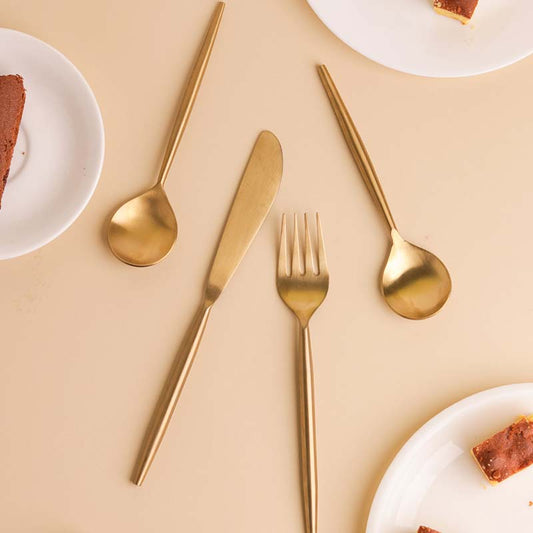 Matte Gold Stainless Steel Cutlery | Set of 4 Default Title
