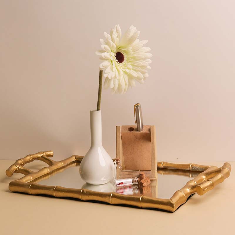 Bamboo Design Mirror Vanity Tray Dusaan
