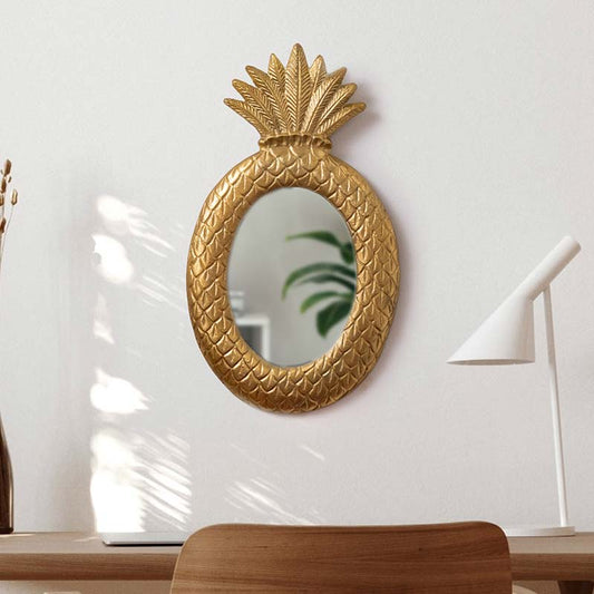 Peppy Pineapple Gold Polished  Mirror Wall Decor | 18 Inch Default Title