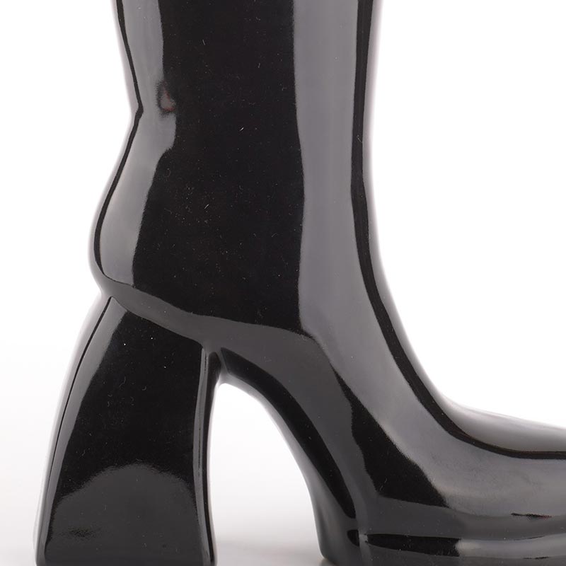 The Glimpse Boot Ceramic Vase | 11 inch | Multiple Colors Gloss Black