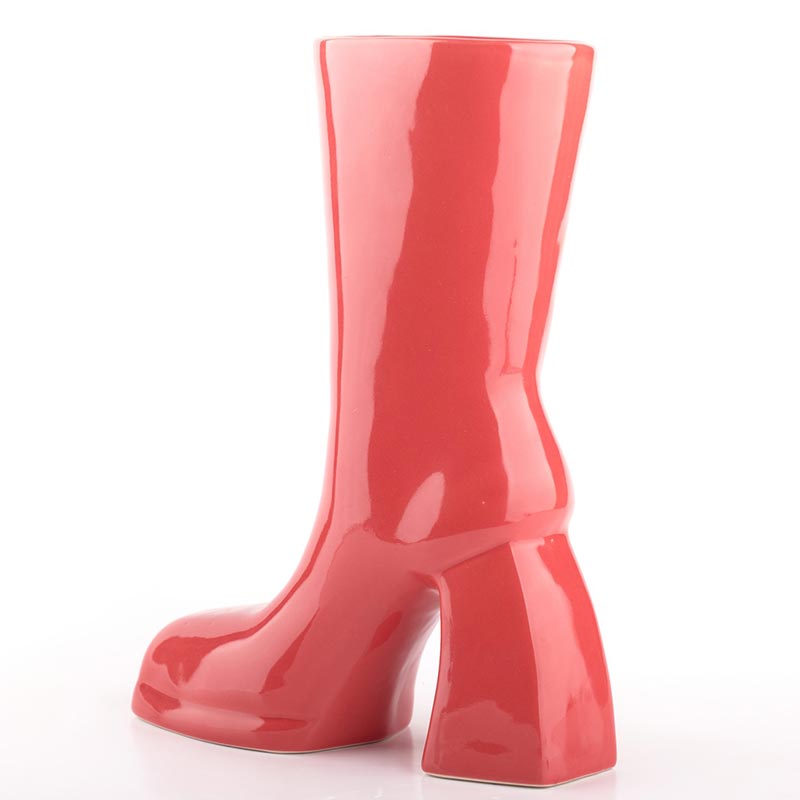 The Glimpse Boot Ceramic Vase | 11 inch | Multiple Colors Gloss Red