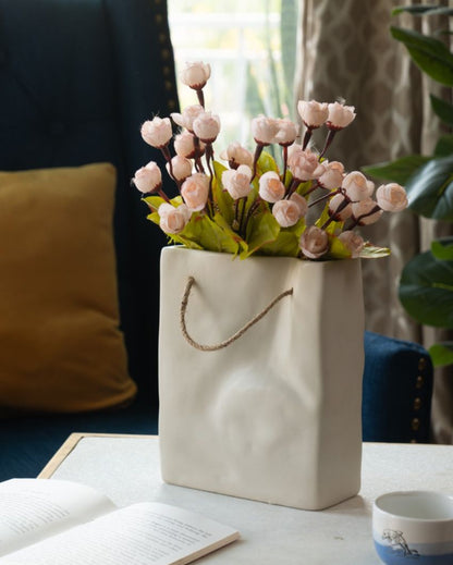 Crinkled Paper Bag Ceramic Flower Vase | 8 Inch