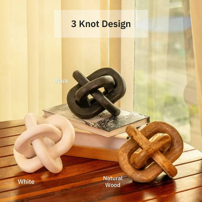 Classy 3 Knots Wooden Chain Home Decor Accent Piece White