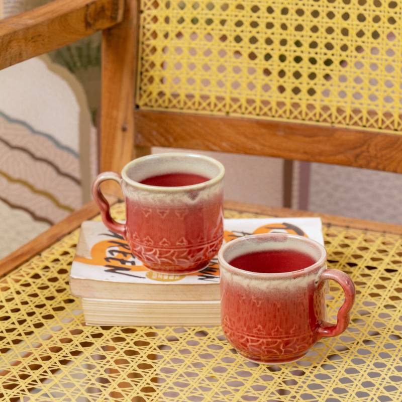 Ceramic Regal Red Mugs | Set of 2 | 220 ml Default Title