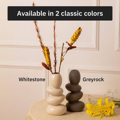Pebble Ceramic Flower Vase | 11 Inch Off-White