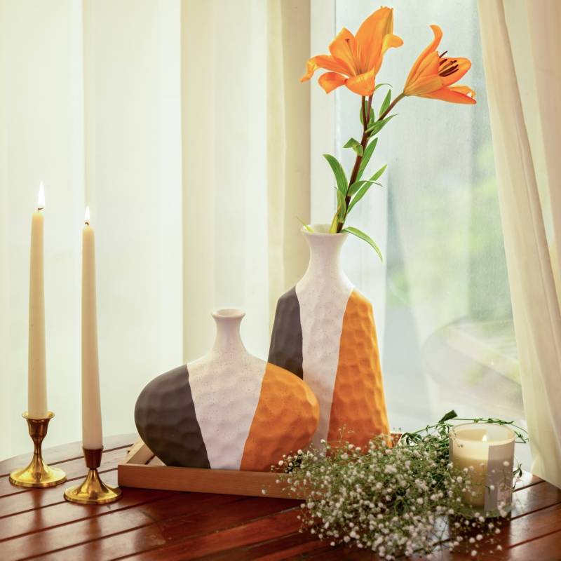 Slate & Sunshine Ceramic Flower Vases | Set of 2 Default Title