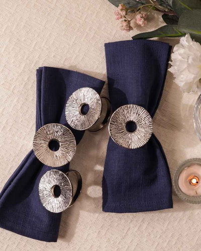 Elegant Silver Lotus Leaf Napkin Rings Set | 2 x 2 inches