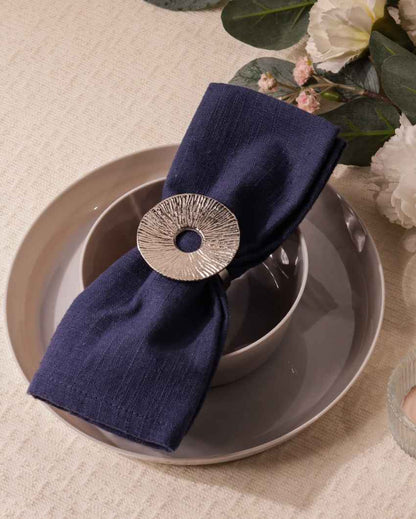 Elegant Silver Lotus Leaf Napkin Rings Set | 2 x 2 inches