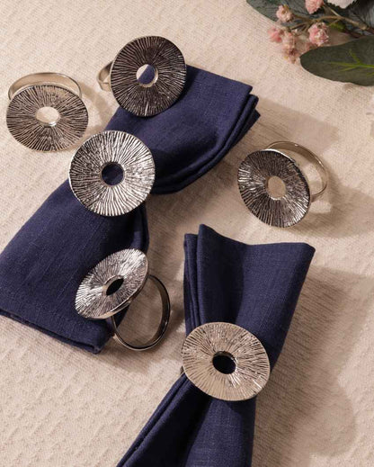 Elegant Silver Lotus Leaf Napkin Rings Set | 2 x 2 inches