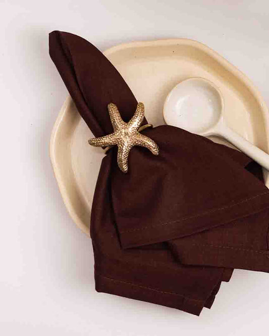 Starfish Premium Brass Napkin Rings Set Of 6