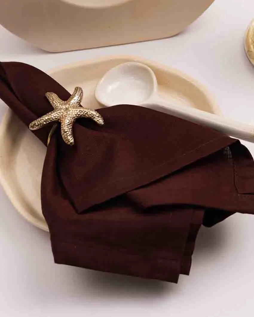 Starfish Premium Brass Napkin Rings Set Of 6