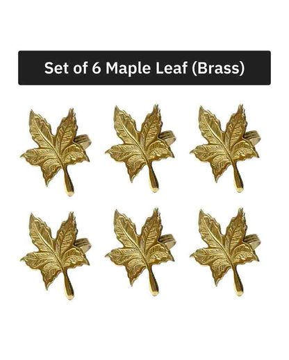 Maple Leaf Premium Brass Napkin Rings Set Of 6