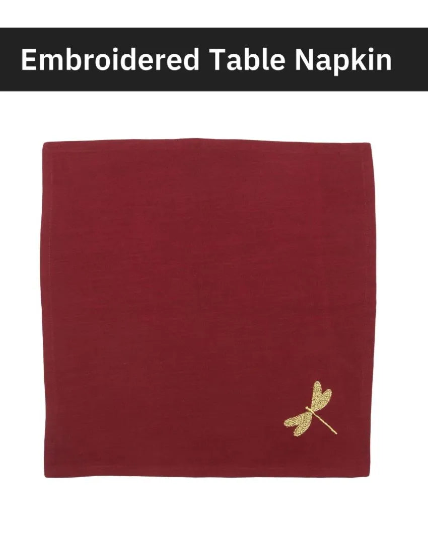 Burgundy Dragonfly Cotton Slub Napkins