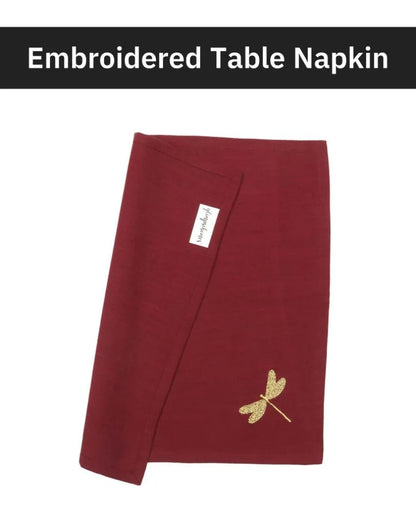 Burgundy Dragonfly Cotton Slub Napkins