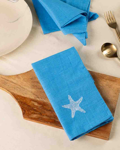 Starfish Soiree Cotton Slub Napkins Set Of 6