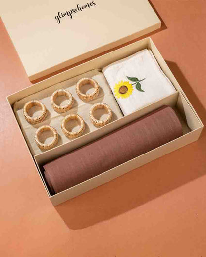 Amber Sunflower Dining Gift Set Set Of 6